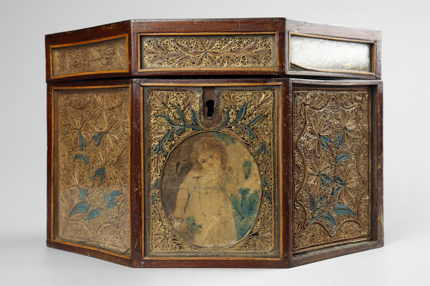 Georgian Paper Scroll Tea Caddy