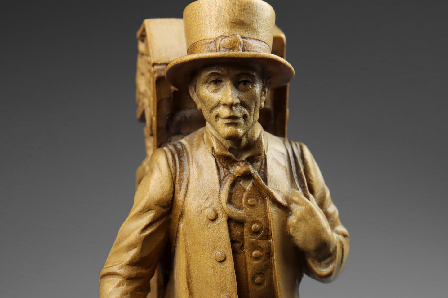Carved Clock Peddler Statue