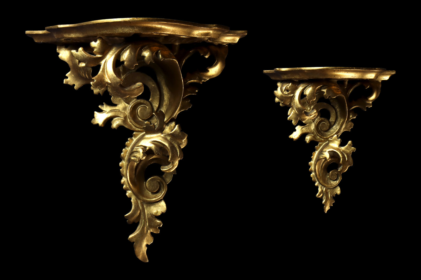 Two Florentine Giltwood Brackets