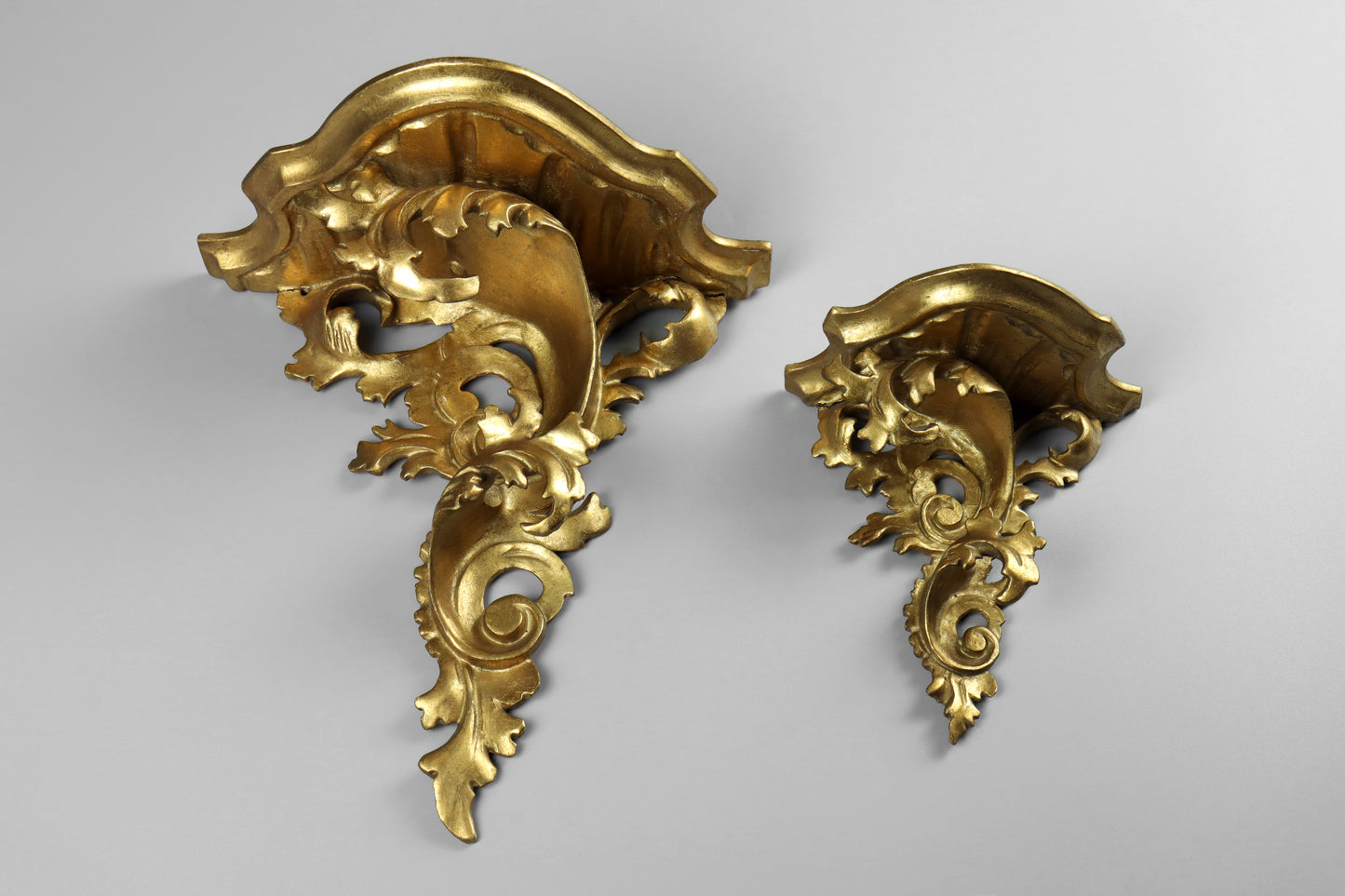 Two Florentine Giltwood Brackets