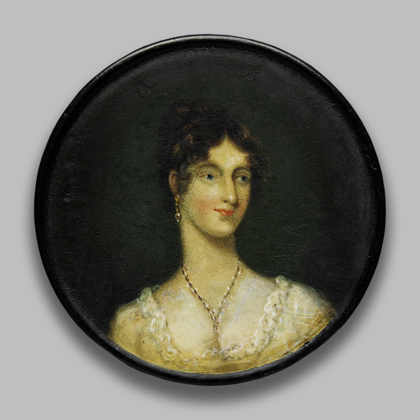 Papier-Mache Lady Portrait Snuff Box