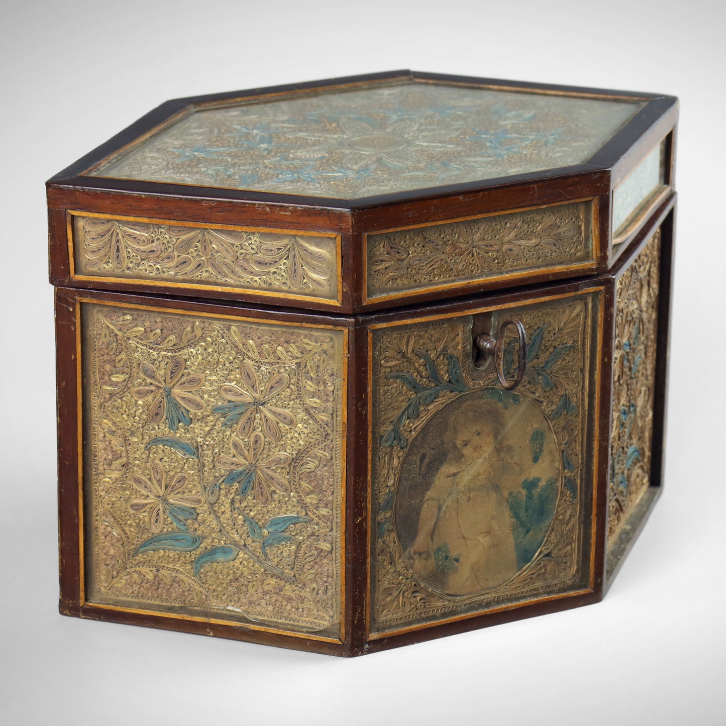 Georgian Paper Scroll Tea Caddy