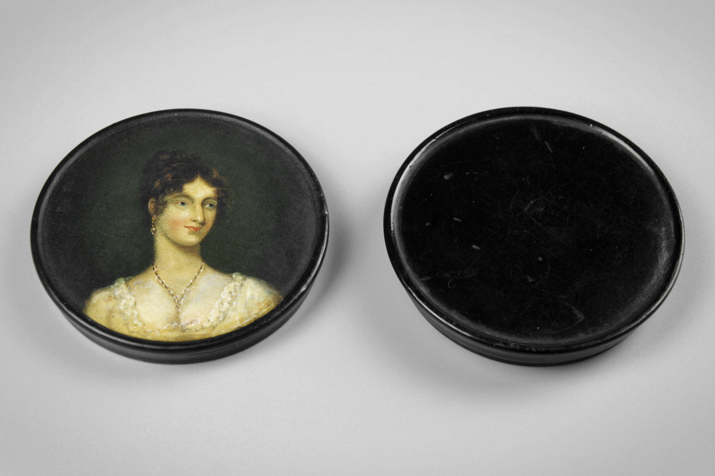 Papier-Mache Lady Portrait Snuff Box