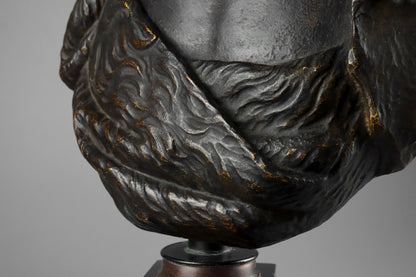 Carved Wood & Polychrome Bust of Bacchus