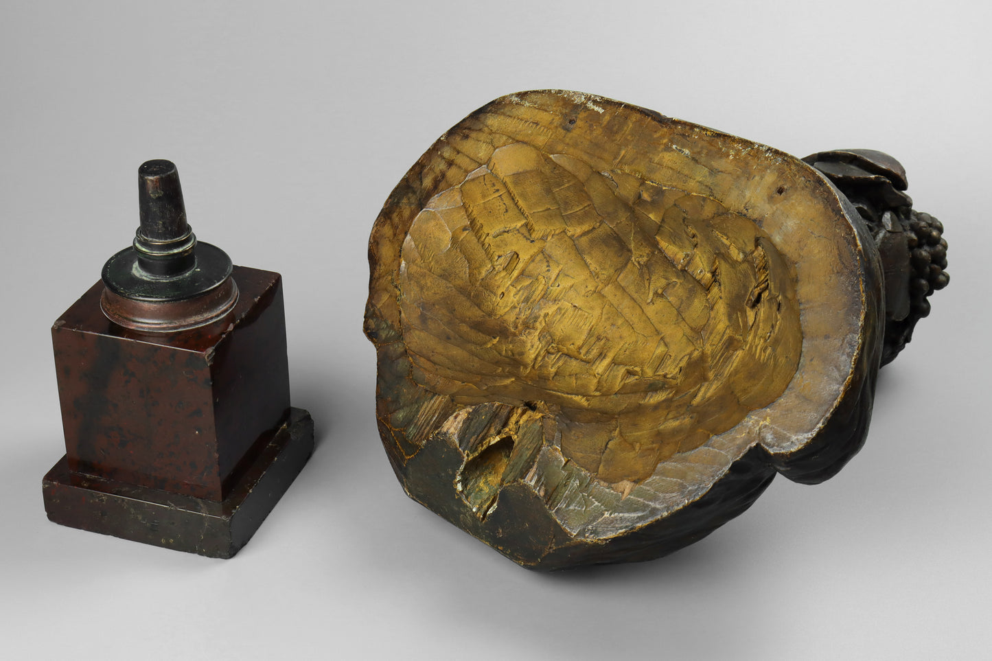 Carved Wood & Polychrome Bust of Bacchus