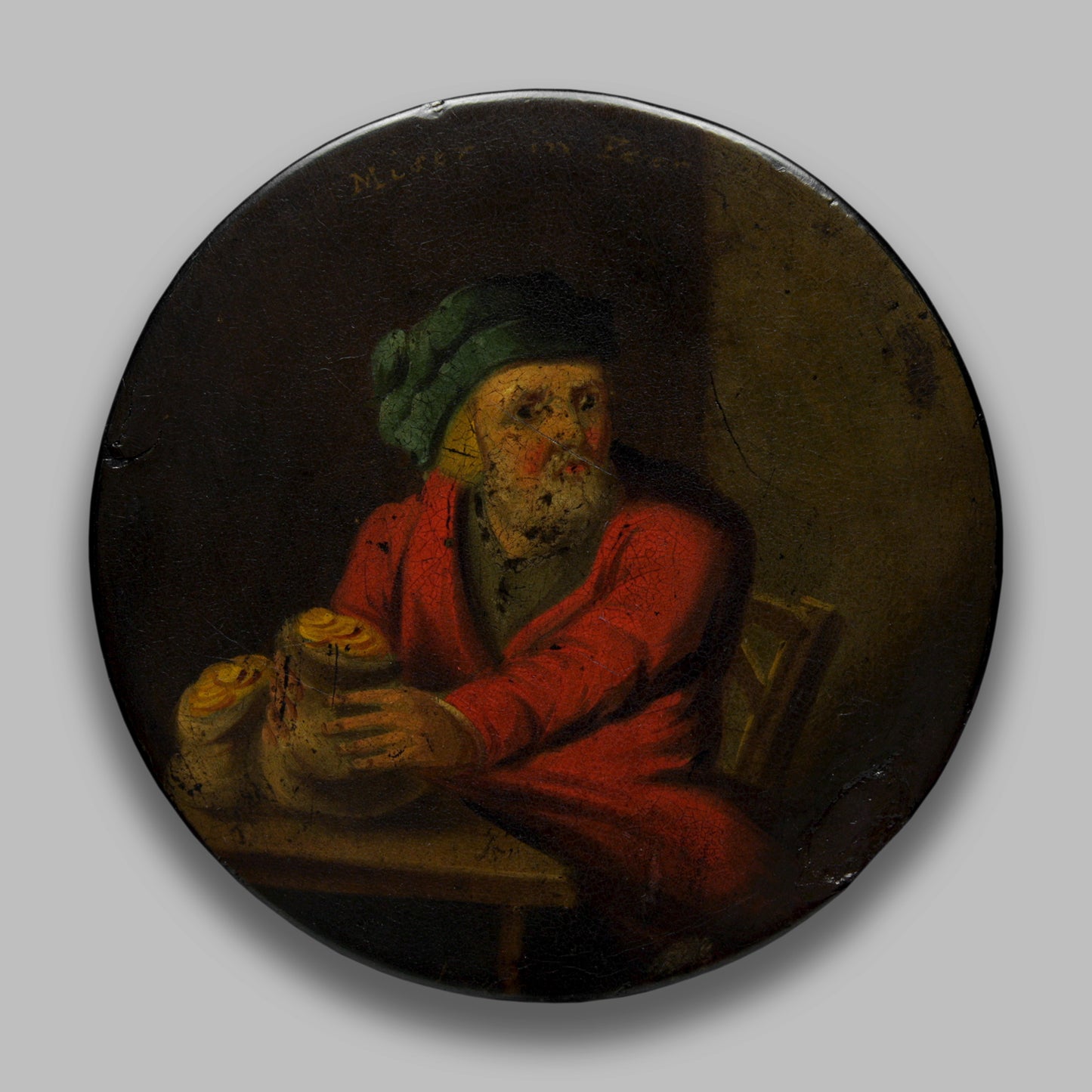 Papier-Mache Miser Painted Snuff Box