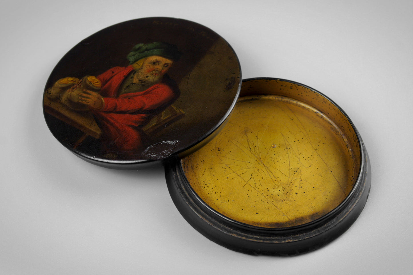 Papier-Mache Miser Painted Snuff Box