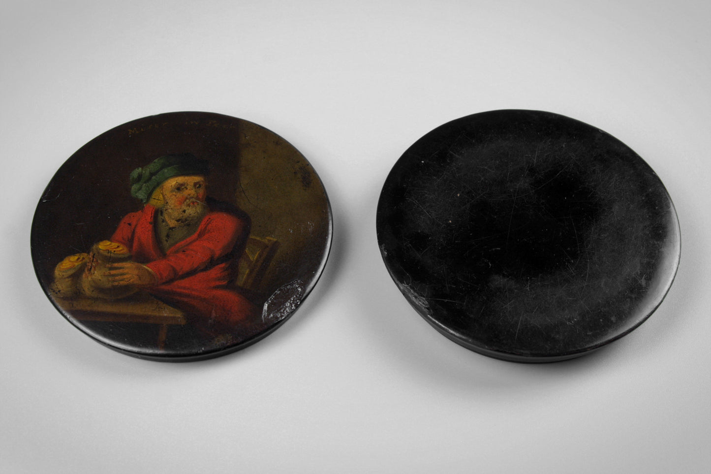 Papier-Mache Miser Painted Snuff Box