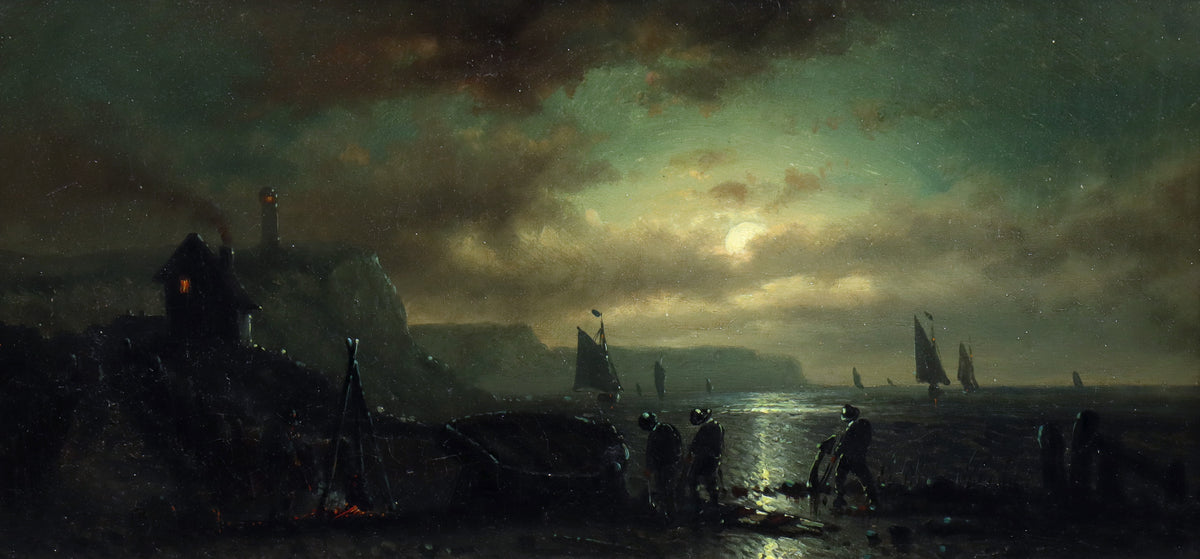 Moonlight Harbour Scene