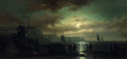 Moonlight Harbour Scene