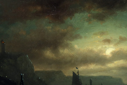 Moonlight Harbour Scene