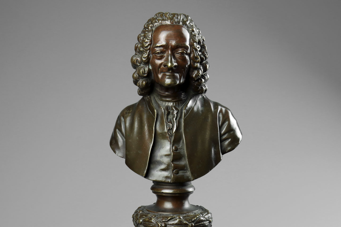 Bronze Busts of Voltaire and Rousseau