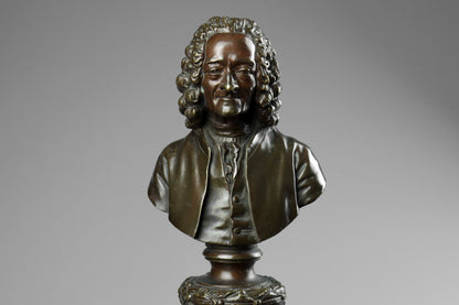 Bronze Busts of Voltaire and Rousseau