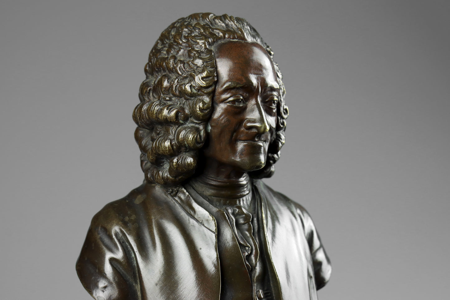 Bronze Busts of Voltaire and Rousseau