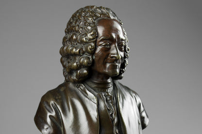 Bronze Busts of Voltaire and Rousseau