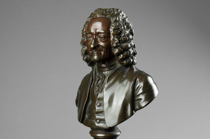 Bronze Busts of Voltaire and Rousseau