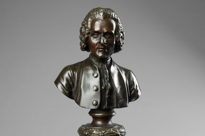 Bronze Busts of Voltaire and Rousseau