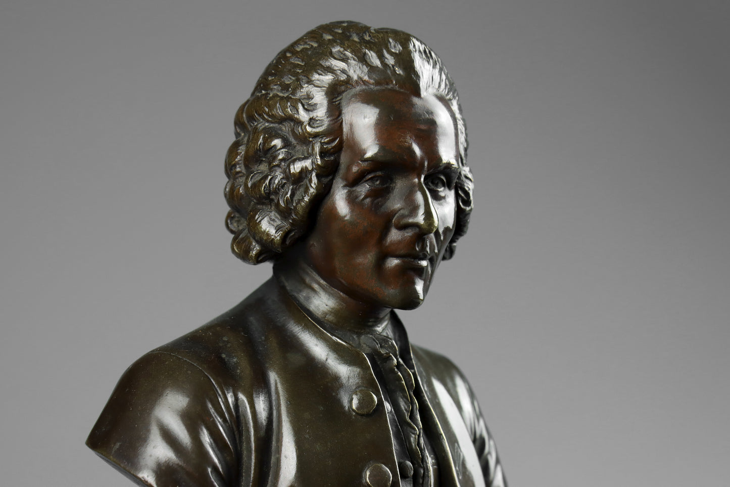 Bronze Busts of Voltaire and Rousseau