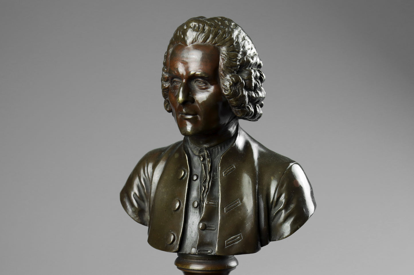 Bronze Busts of Voltaire and Rousseau