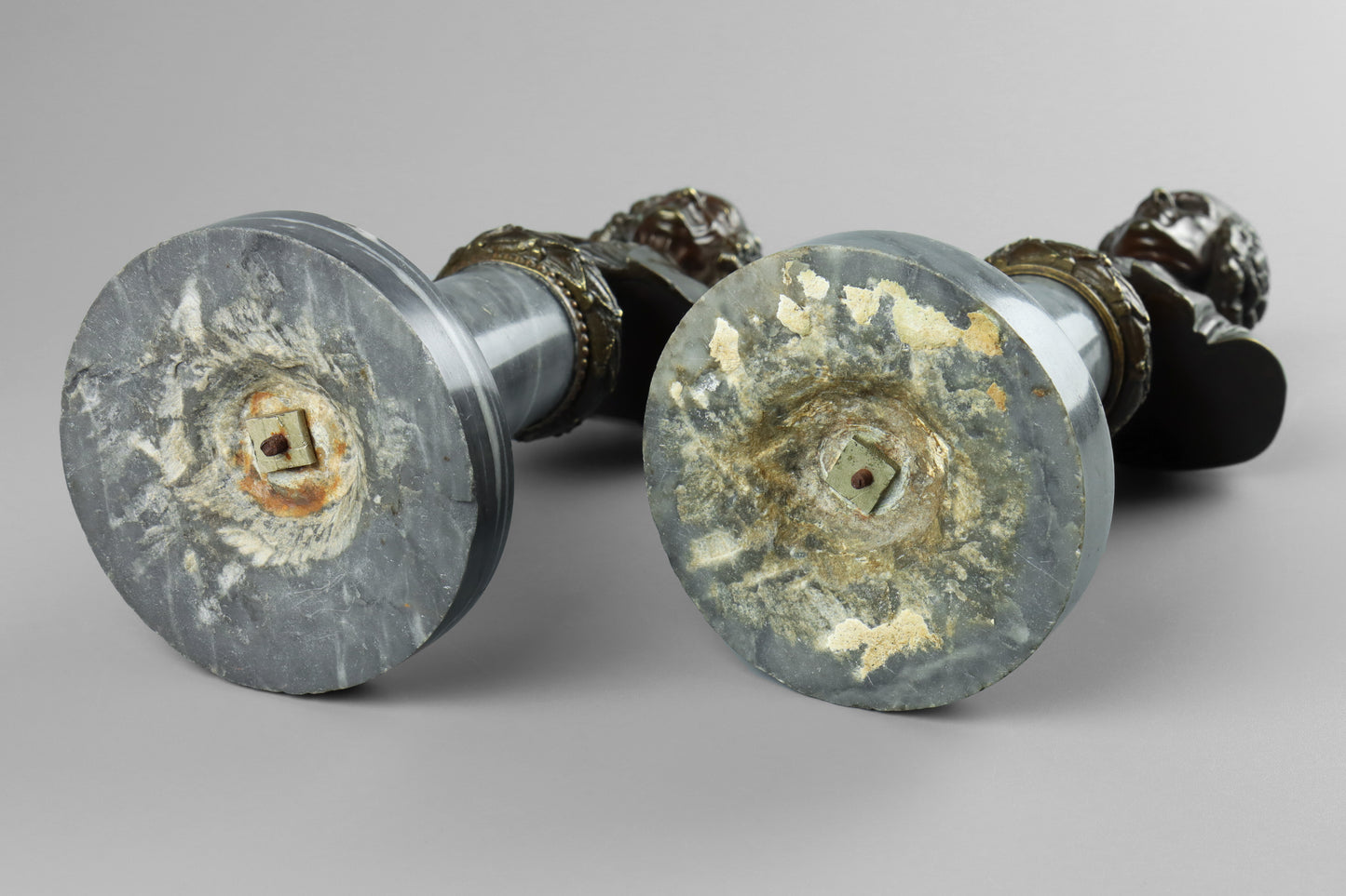 Bronze Busts of Voltaire and Rousseau