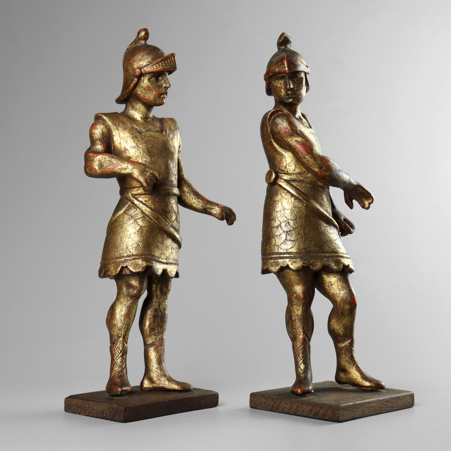 Carved Gilt Wood Roman Soldiers