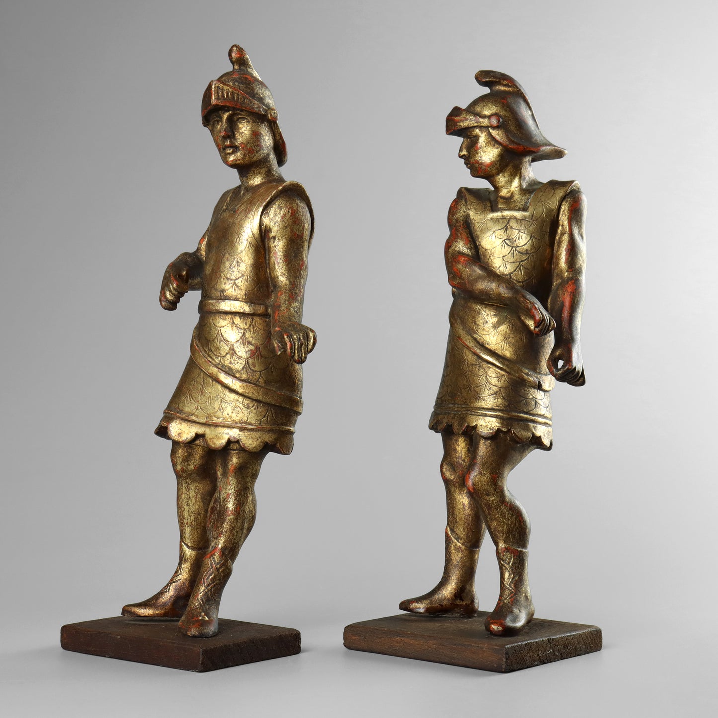 Carved Gilt Wood Roman Soldiers