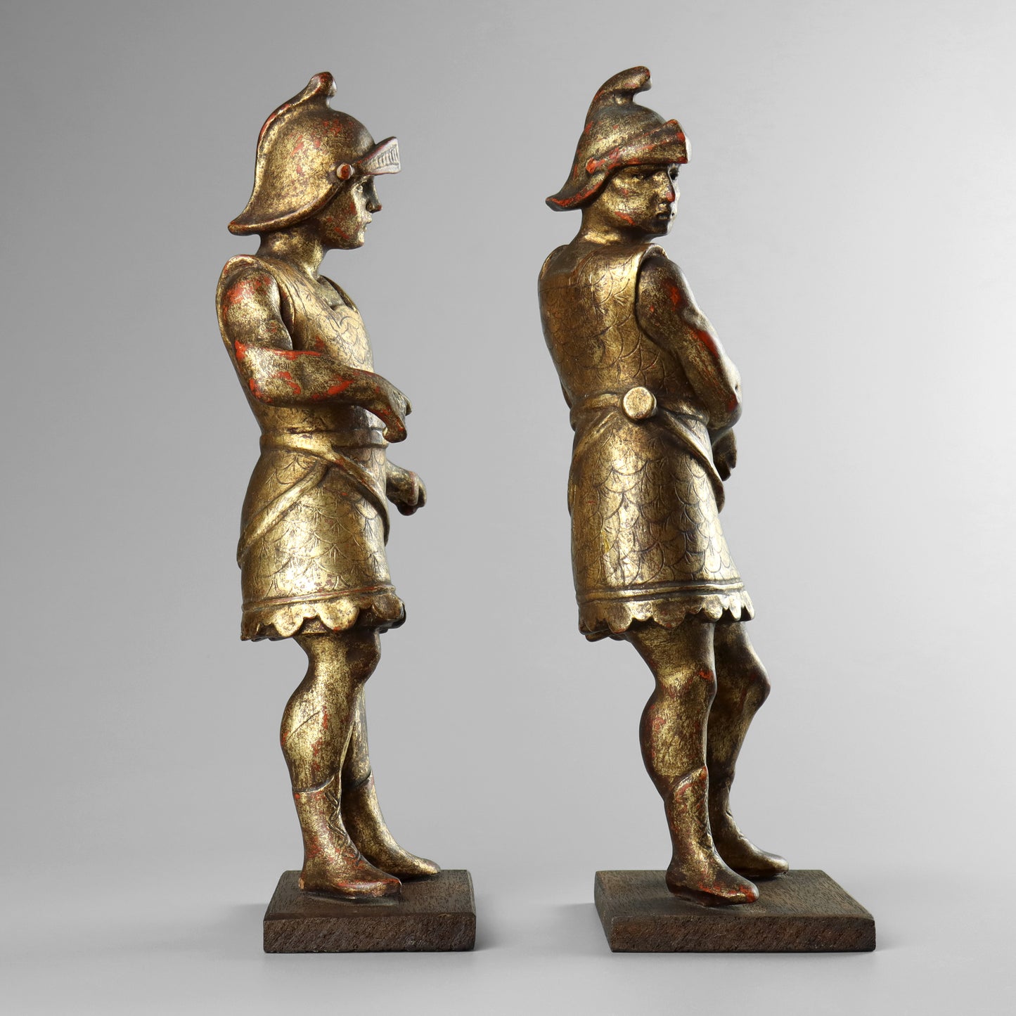 Carved Gilt Wood Roman Soldiers