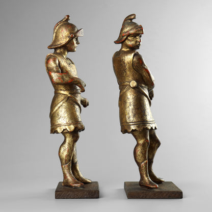 Carved Gilt Wood Roman Soldiers