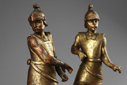 Carved Gilt Wood Roman Soldiers