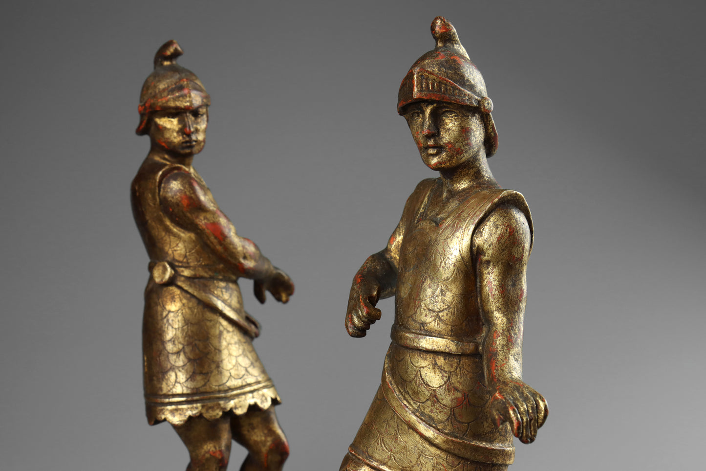 Carved Gilt Wood Roman Soldiers