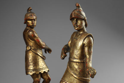 Carved Gilt Wood Roman Soldiers