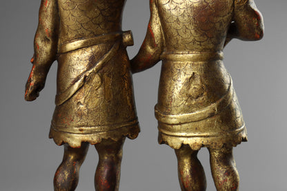Carved Gilt Wood Roman Soldiers
