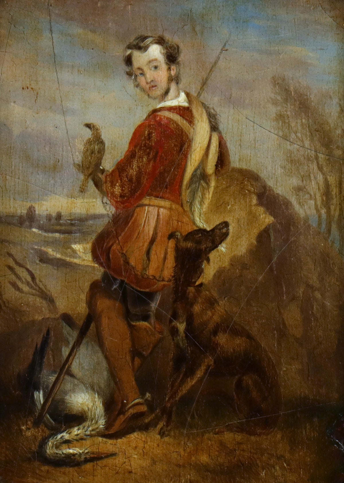 Falconer With a Dog