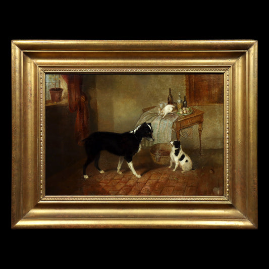Painting of Two Dogs & a Cat
