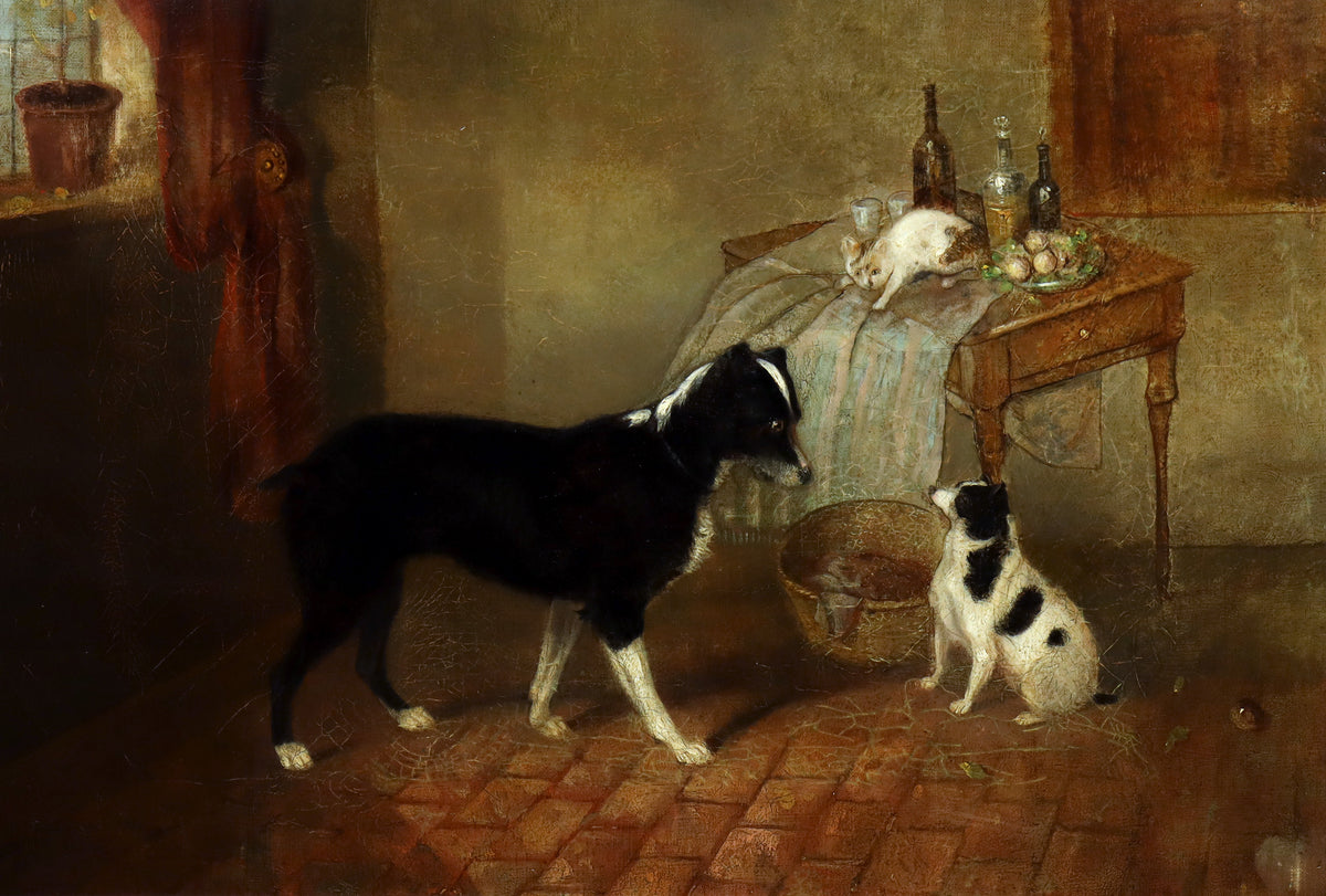 Painting of Two Dogs & a Cat