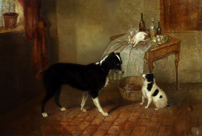 Painting of Two Dogs & a Cat