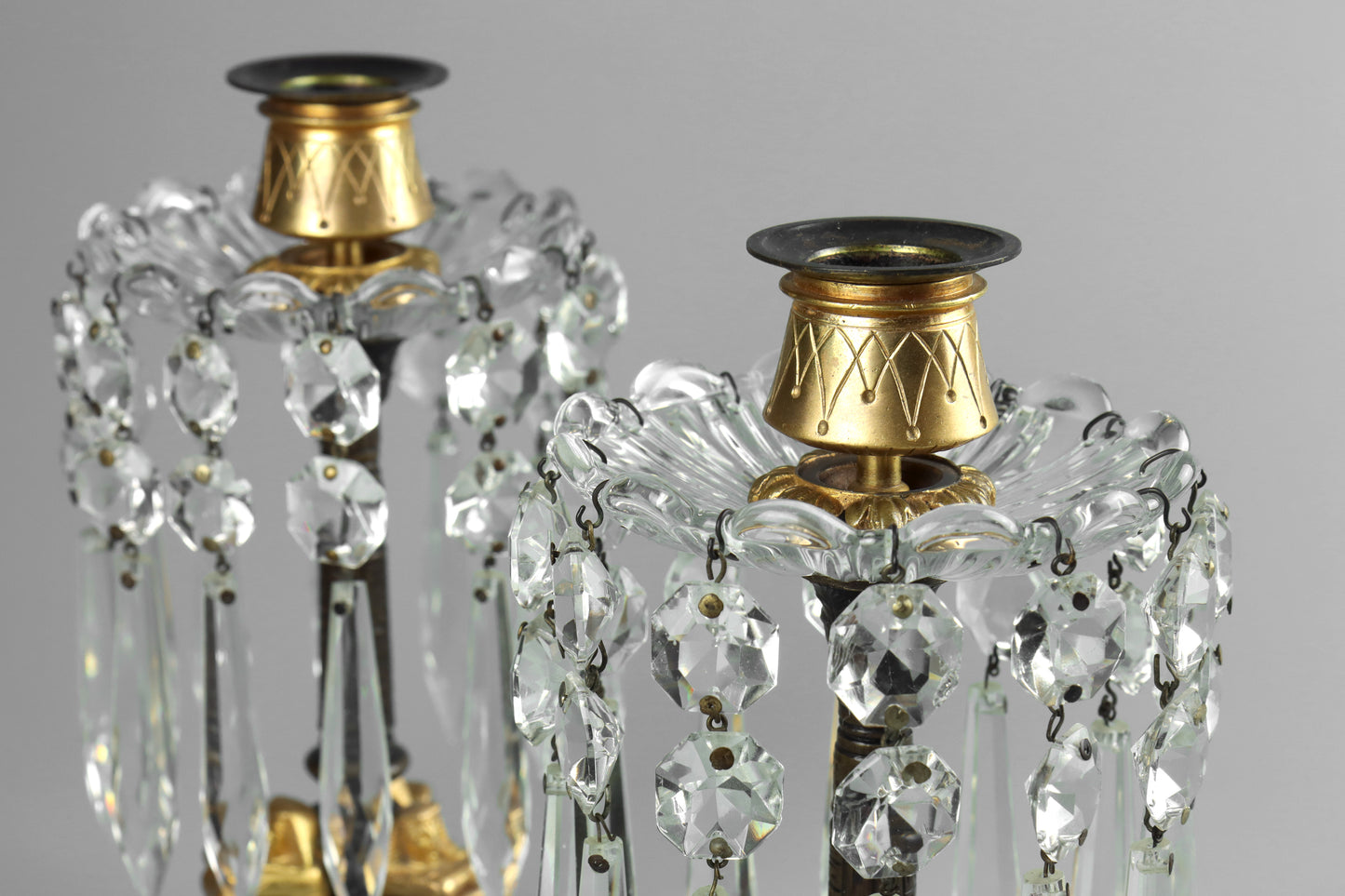 Egyptian Revival Bronze Lustre Candlesticks