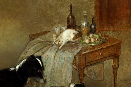 Painting of Two Dogs & a Cat