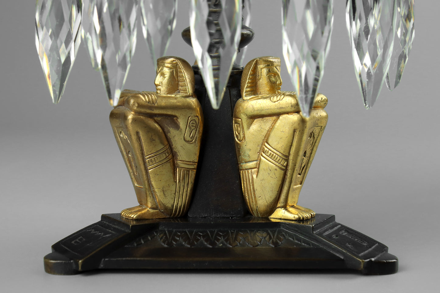 Egyptian Revival Bronze Lustre Candlesticks