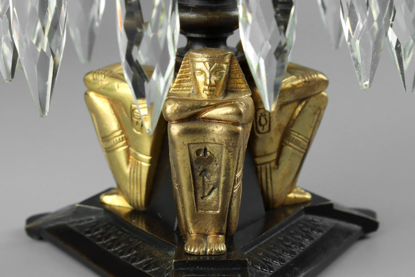 Egyptian Revival Bronze Lustre Candlesticks