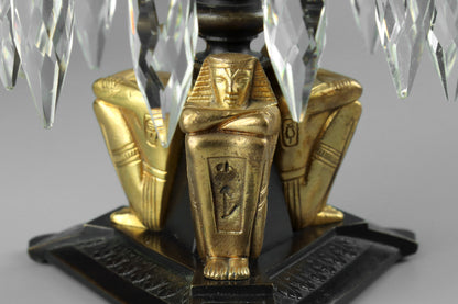 Egyptian Revival Bronze Lustre Candlesticks
