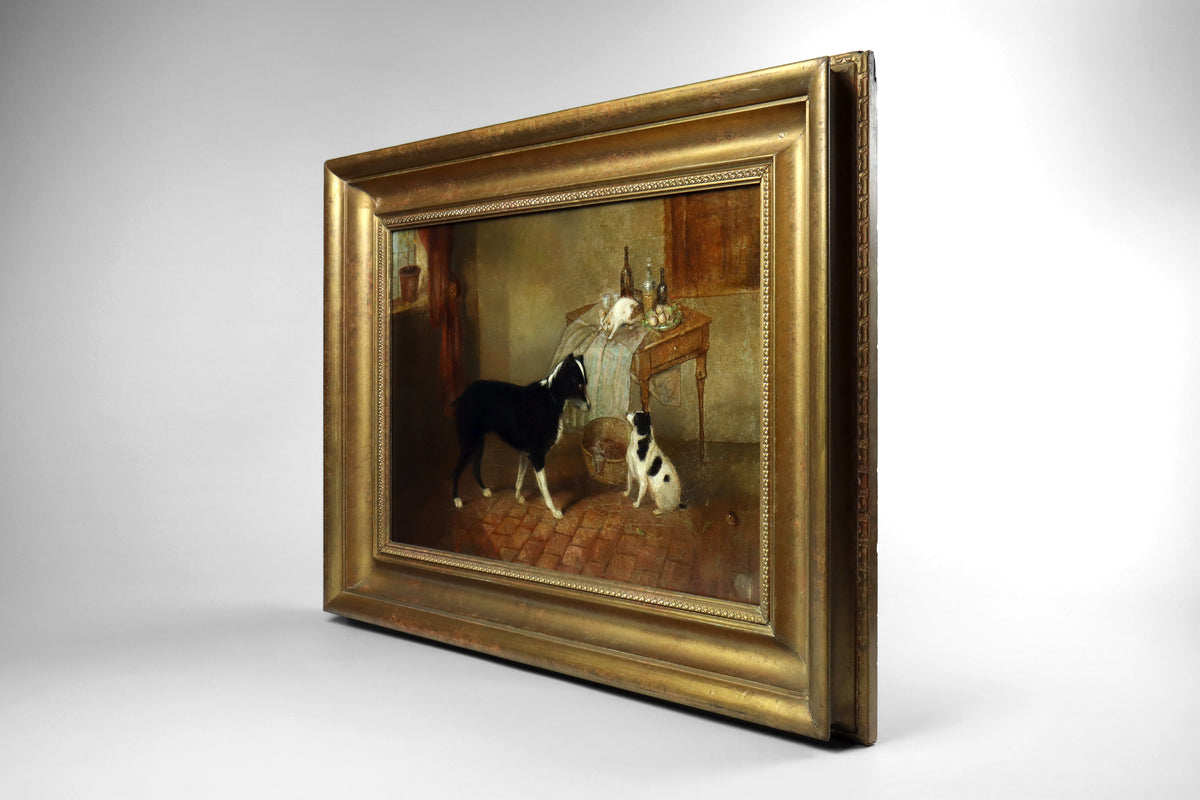 Painting of Two Dogs & a Cat