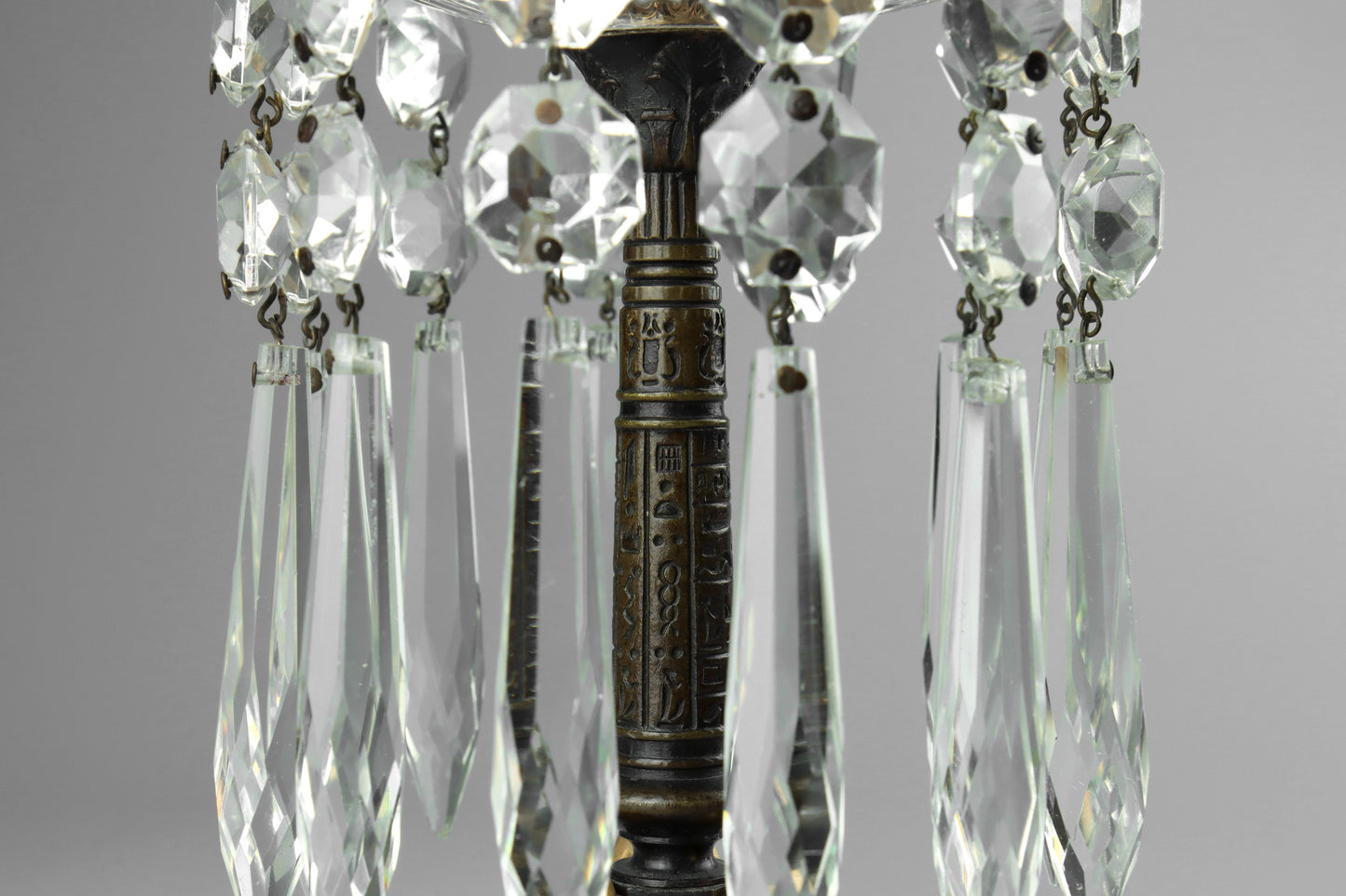 Egyptian Revival Bronze Lustre Candlesticks