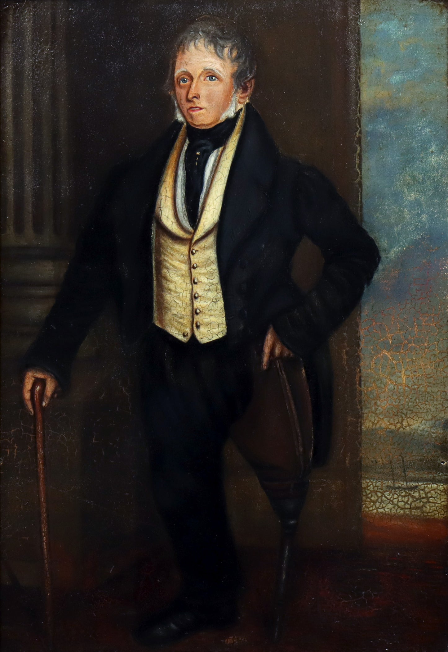 Folk Art Portrait of a One Legged Gentleman