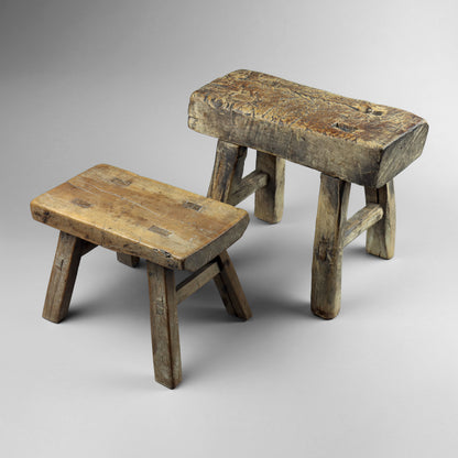 Two Small Elm Stools