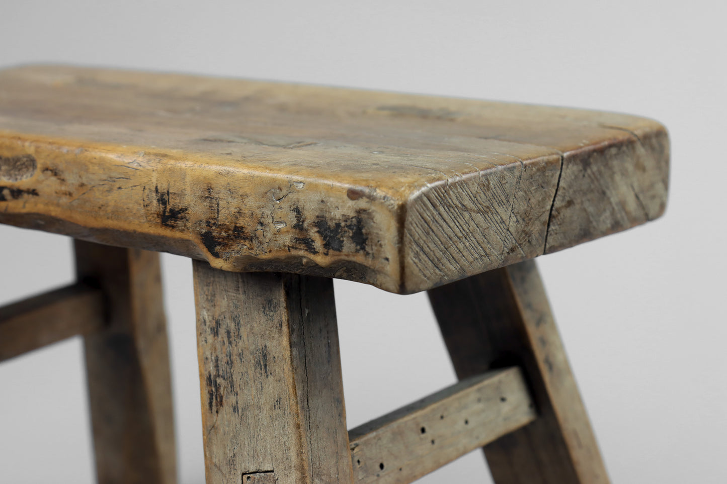 Two Small Elm Stools