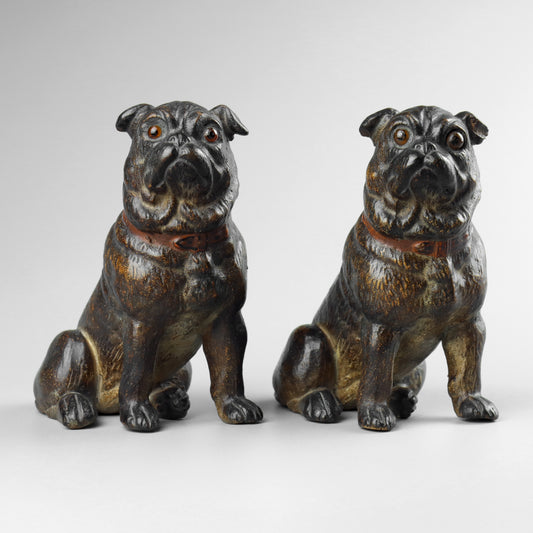 Pair of Terracotta Pug Dogs