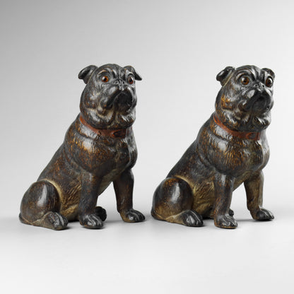 Pair of Terracotta Pug Dogs