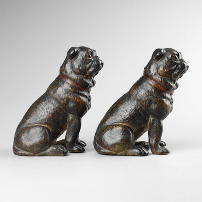 Pair of Terracotta Pug Dogs