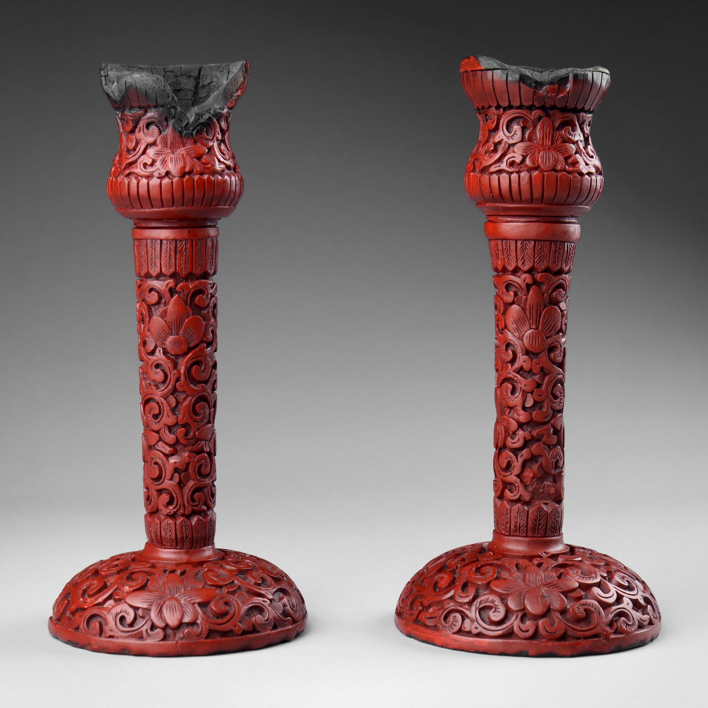 Cinnabar Lacquer Candlesticks